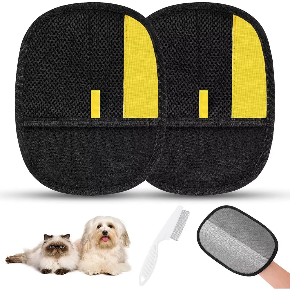 Pet Hair Removal Gloves - 2 Pack Reusable Grooming Tool for Dogs and Cats, 2025 Upgraded Version