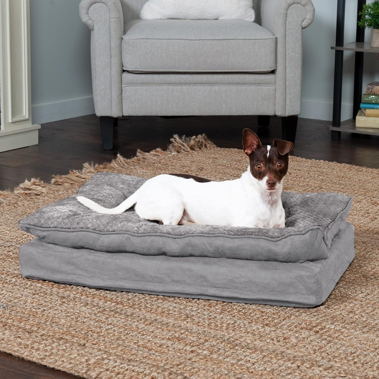Cozy Orthopedic Dog Bed for Small to Medium Dogs - Plush Pillow Top & Washable Cover, Ideal for Pets up to 35 lbs - Stylish Titanium Gray