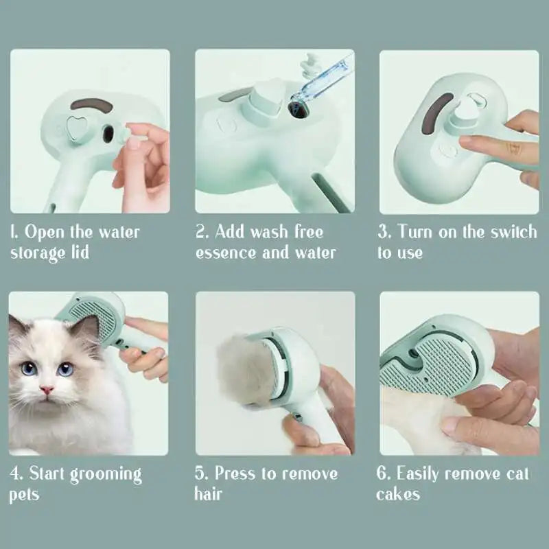 2-in-1 Pet Steam Brush & Massage Comb for Cats & Dogs