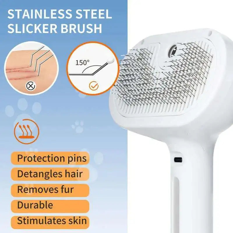2-in-1 Pet Steam Brush & Massage Comb for Cats & Dogs
