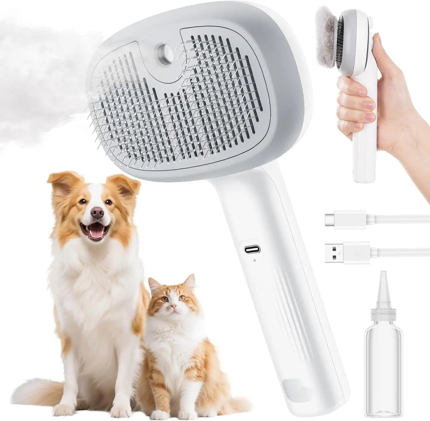 2-in-1 Pet Steam Brush & Massage Comb for Cats & Dogs