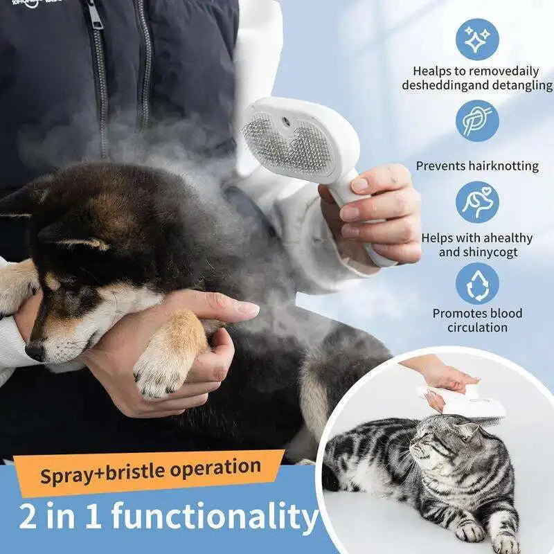 2-in-1 Pet Steam Brush & Massage Comb for Cats & Dogs