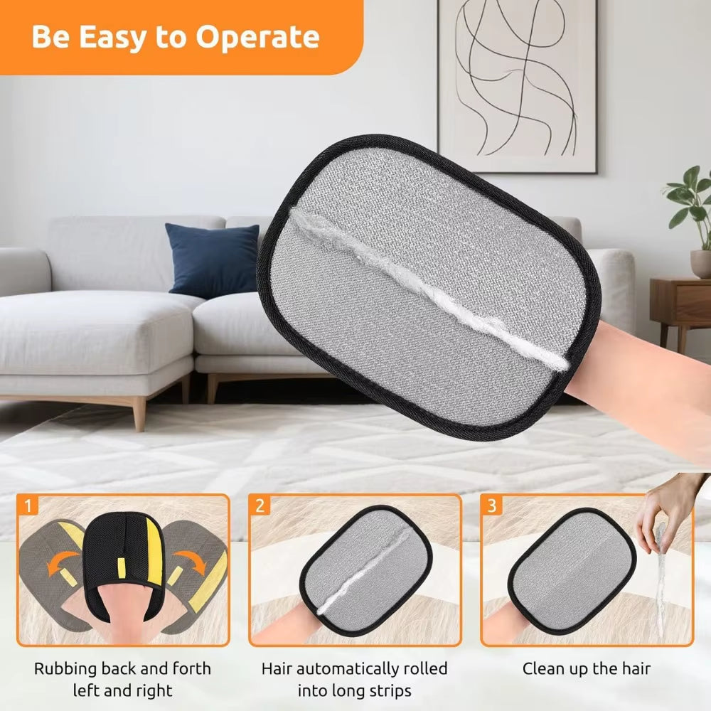 Pet Hair Removal Gloves - 2 Pack Reusable Grooming Tool for Dogs and Cats, 2025 Upgraded Version