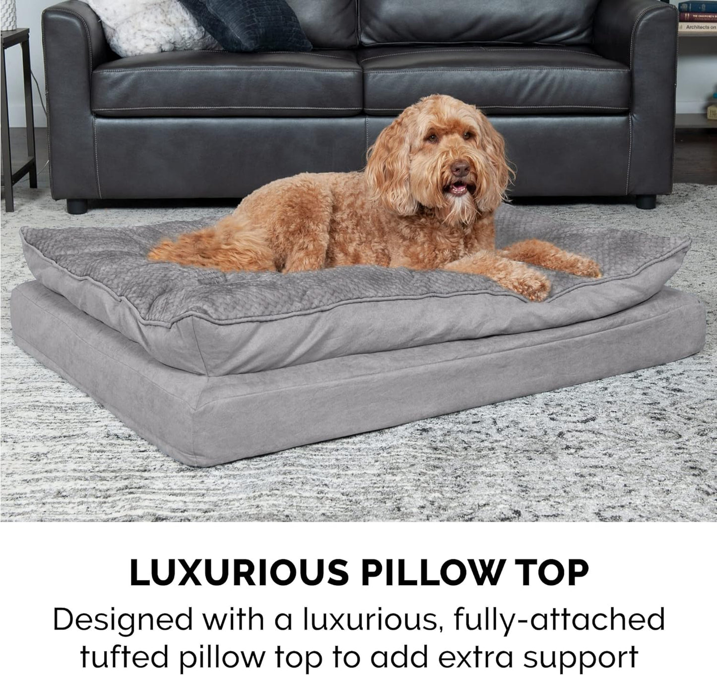 Cozy Orthopedic Dog Bed for Small to Medium Dogs - Plush Pillow Top & Washable Cover, Ideal for Pets up to 35 lbs - Stylish Titanium Gray