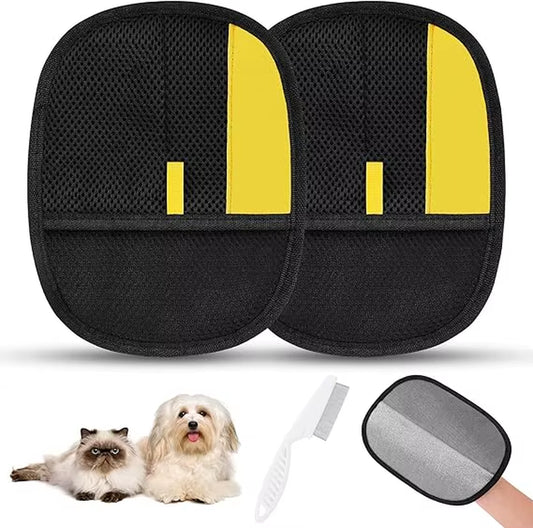 Pet Hair Removal Gloves - 2 Pack Reusable Grooming Tool for Dogs and Cats, 2025 Upgraded Version
